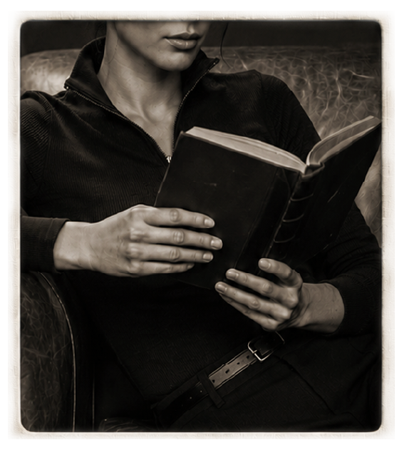 A woman reading a book